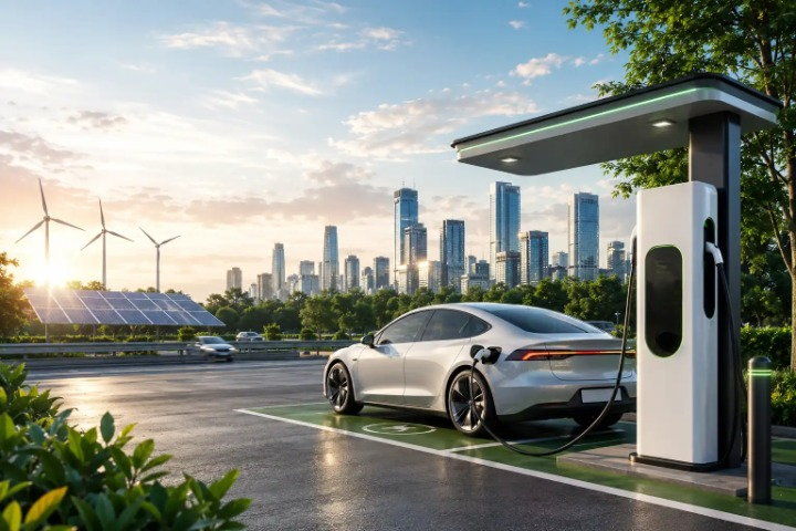 Electric car charging at a C1 charger